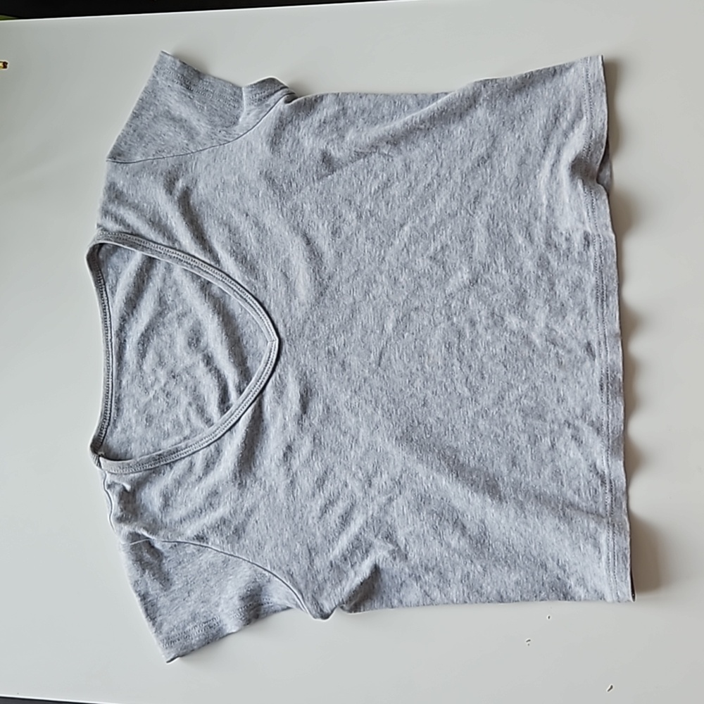 Brandy Melville Grey Cropped V-Neck Tee